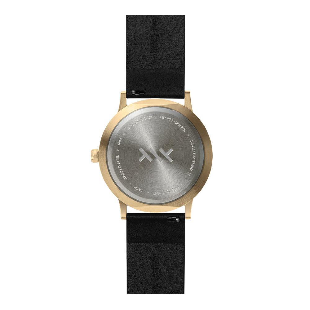 Tube Watch T40 Brass / Black Leather Strap bij webshop Philimonius