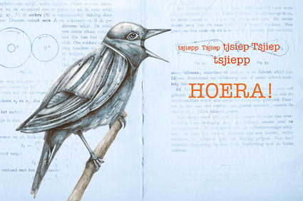 Philimonius wenskaart Onar originals lieve claesen vogel tsjiep tsjiep hoera