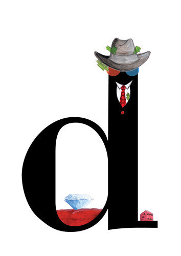 Philimonius, Willem Pirquin, letterkaarten, alfabet, alfabetkaarten, letter d