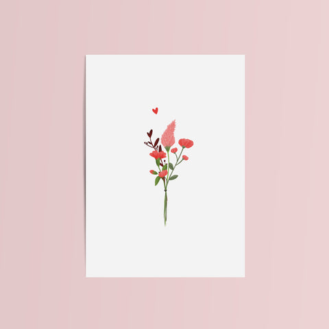 Studio Mies wenskaart bloemen rood