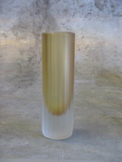 Carved glass cylinder ø 8 x H 25cm amber brown