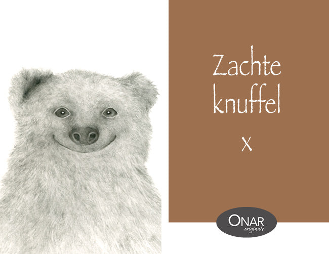Philimonius  wenskaart Onar originals lieve claesen knuffels uit een doosje