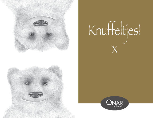 Philimonius  wenskaart Onar originals lieve claesen knuffels uit een doosje